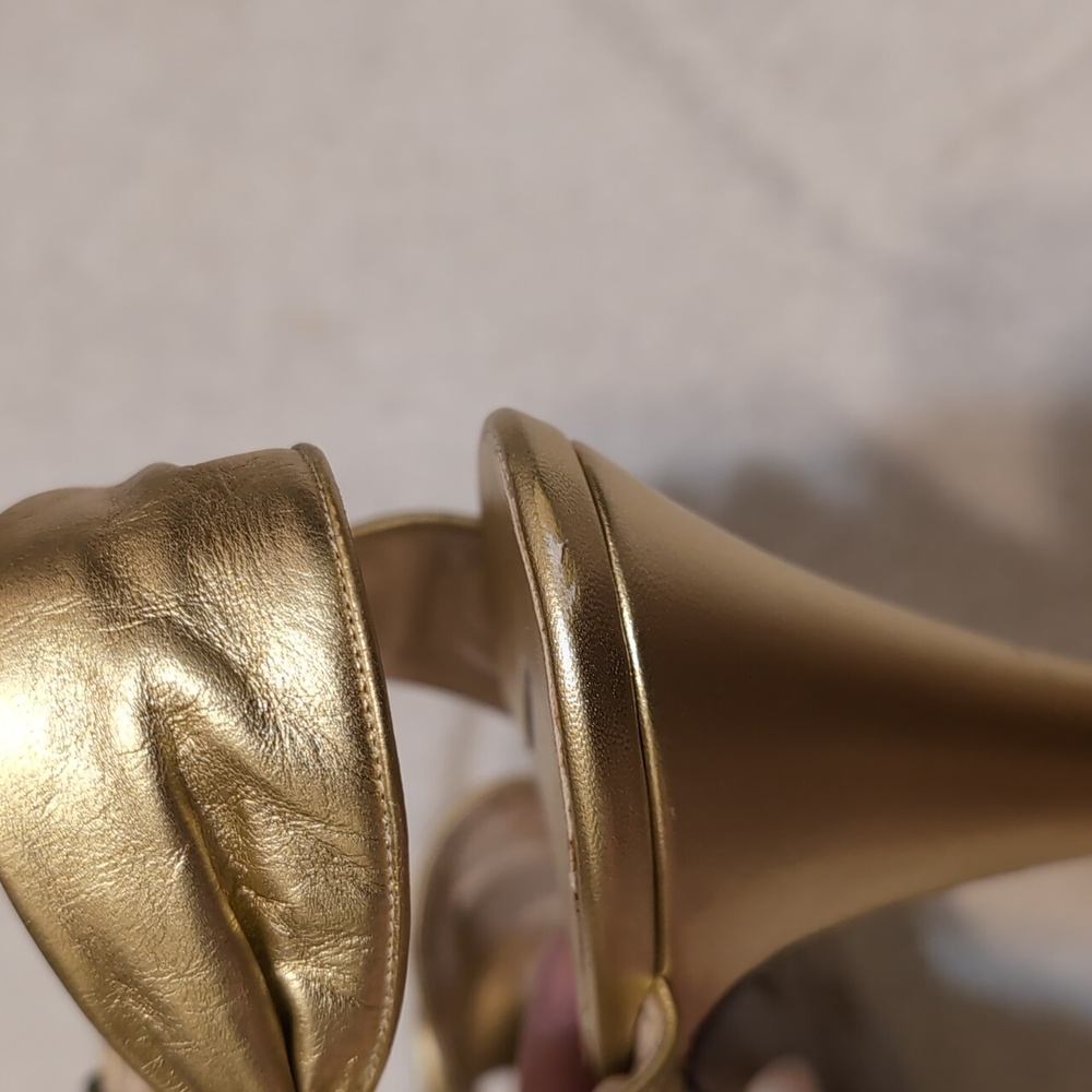 Salvatore Ferragamo Creations Vintage Reproduction Gold Heels - Picture 10 of 14